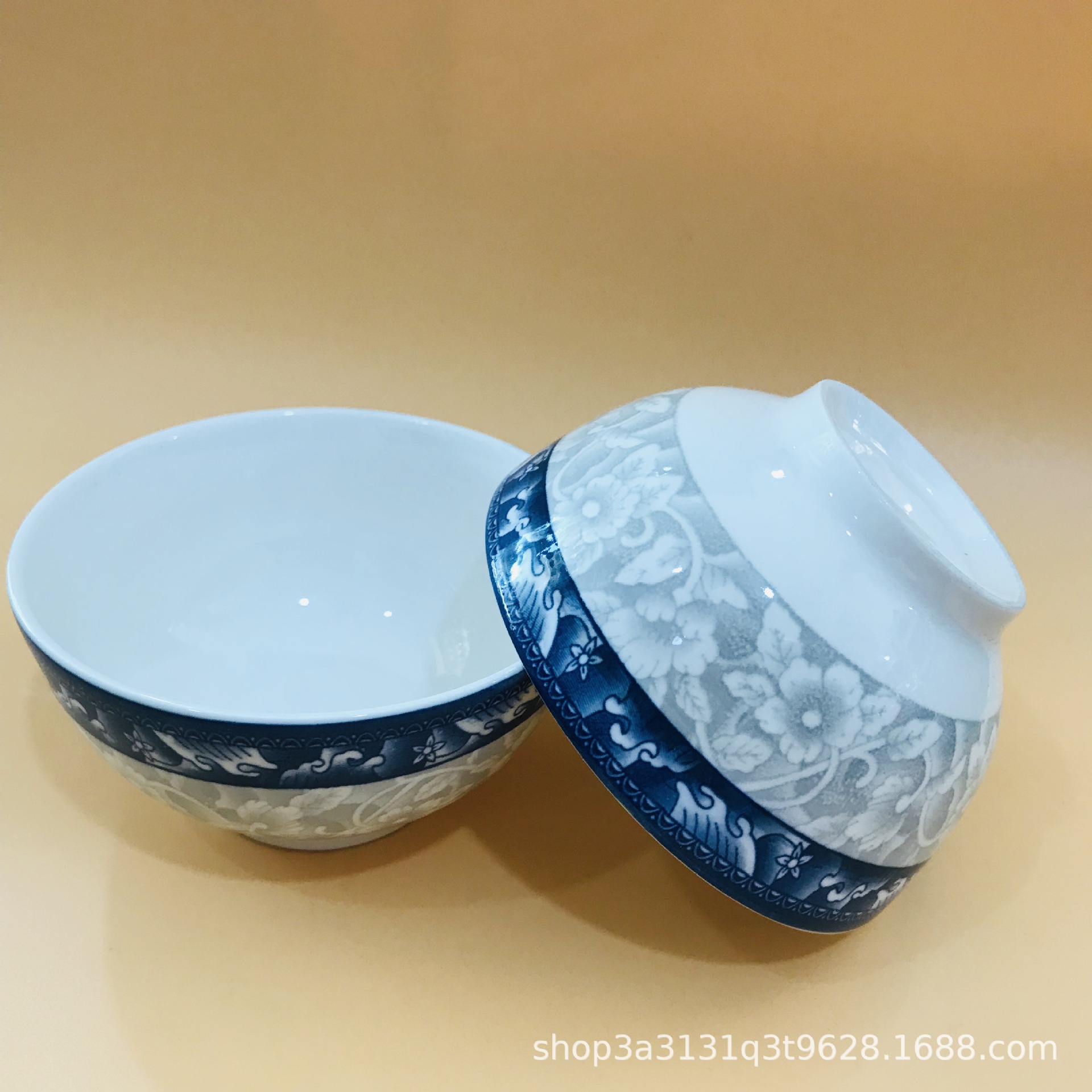 5寸直口陶瓷碗青枝玉蔓 青花色 2元店瓷餐具碗碟盘批发