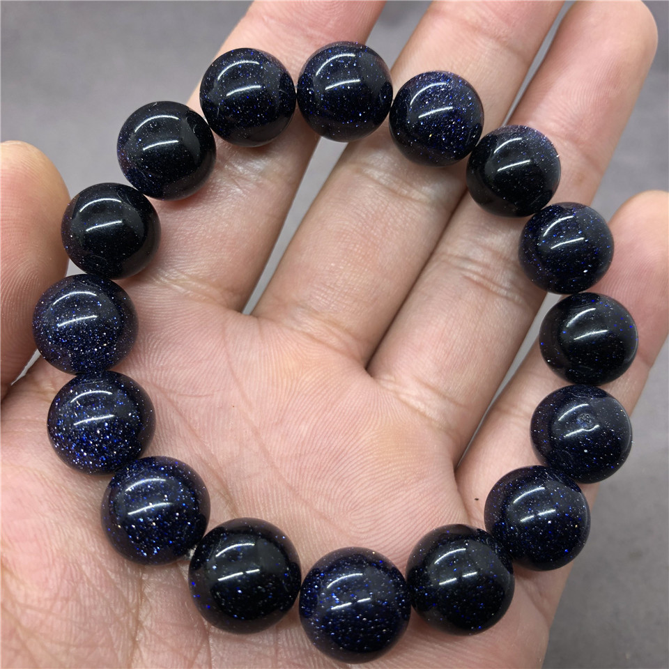 天然蓝砂石圆珠手链批发 6/8/10/12mm手工制作女士手串礼物速卖通