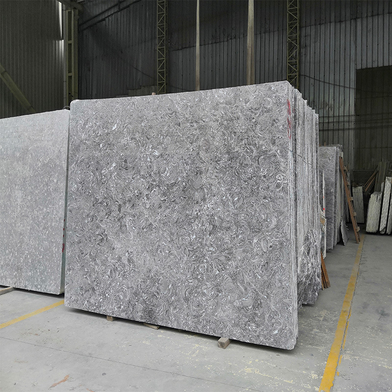 灰色天然大理石板材霸王花大理石地板别墅工程精装墙身加工定制