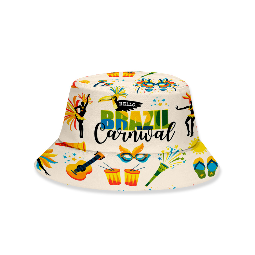 巴西狂欢节 3d印花帽子渔夫帽日系盆帽夏天定制遮阳帽子 支持定制