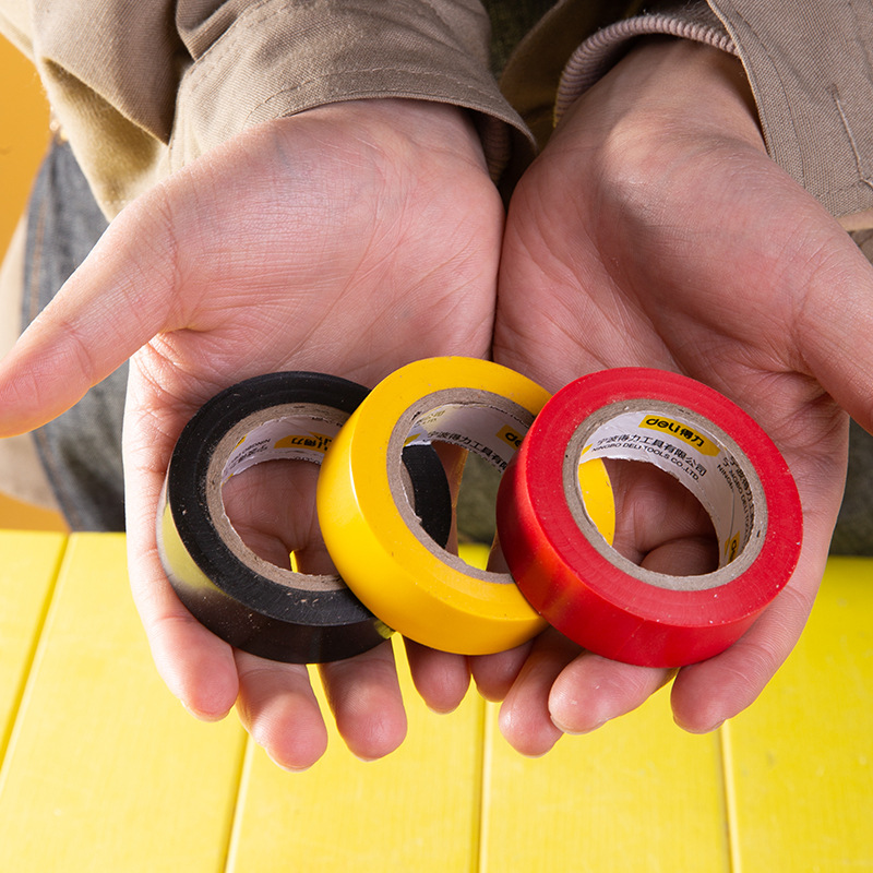 得力工具 电气绝缘胶带 电工胶带黑红黄色阻燃电胶布dl5261
