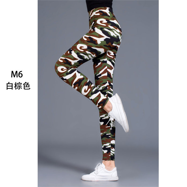 8216 Samouflage Style Printed Leggings European and American Fashion Elastic Ankle-Length Pants Wholesale Aliexpress Amazon Delivery