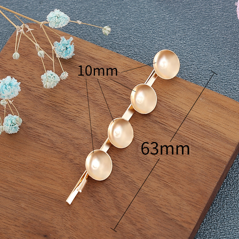 diy金色波浪一字夹 带托卷边花发夹饰品配件麻花夹波浪夹弯夹发饰