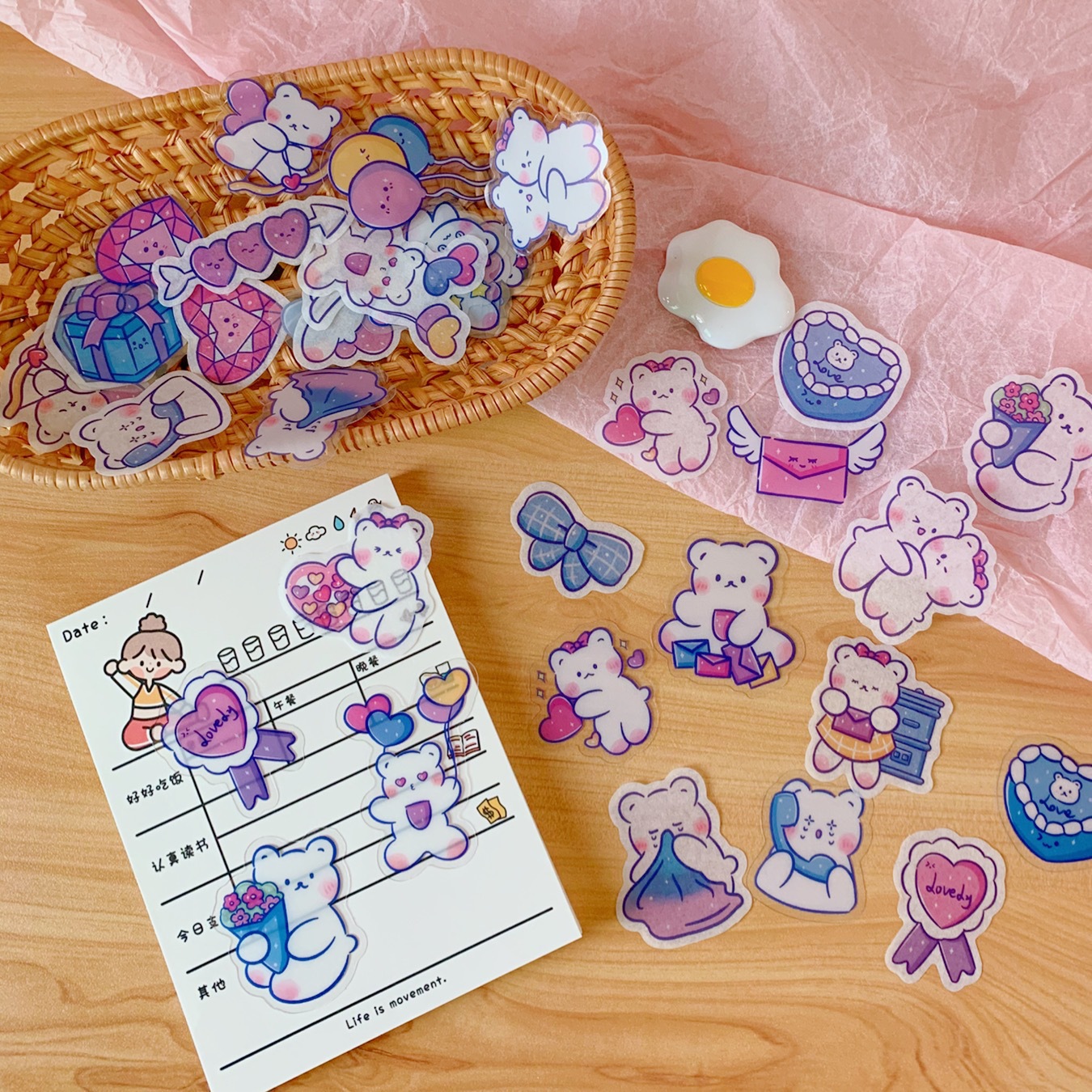 韩版ins款网红可爱小熊贴纸学生手账diy装饰贴纸日记手账装饰墙贴