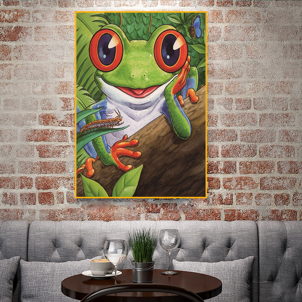 5d钻石画动物方钻满钻青蛙diy十字绣钻石装饰画4050cm现货出售