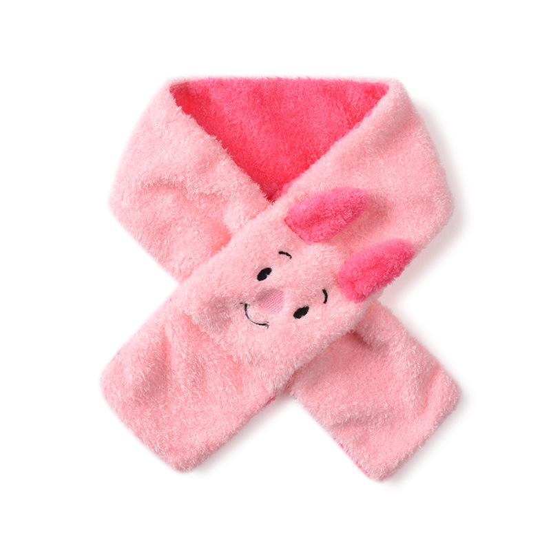 秋冬儿童卡通围巾男童舒棉绒围脖女童防风交叉围巾宝宝围巾0-16岁