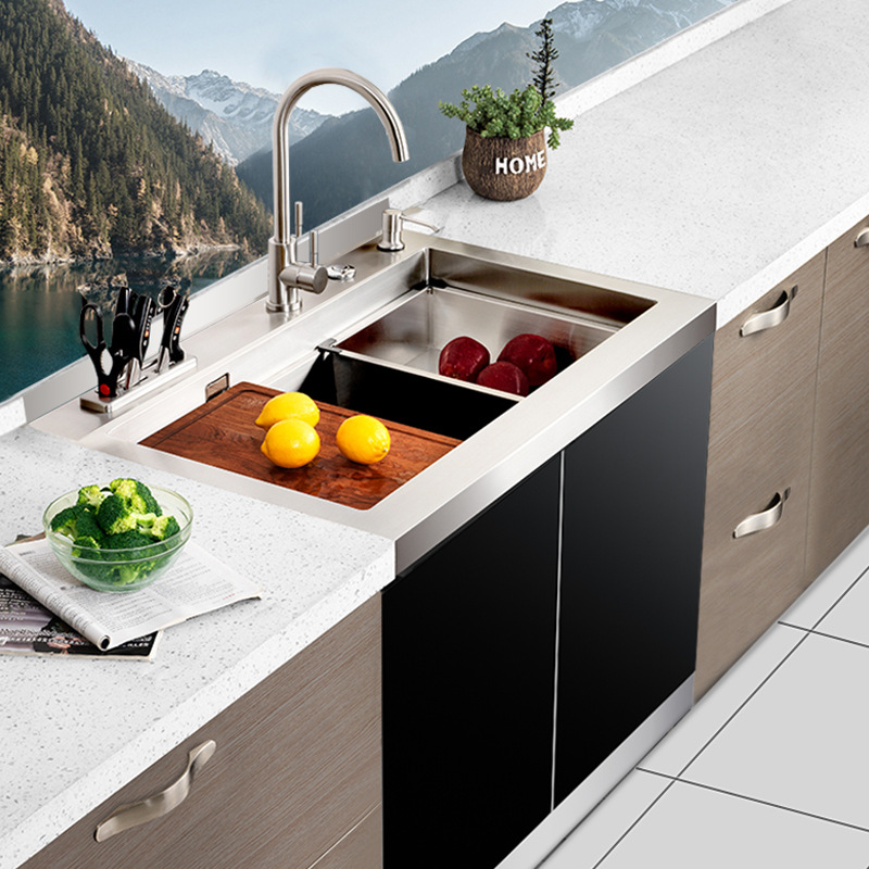 意凡多功能集成水槽水池一体橱柜整体304不锈钢厨房包邮