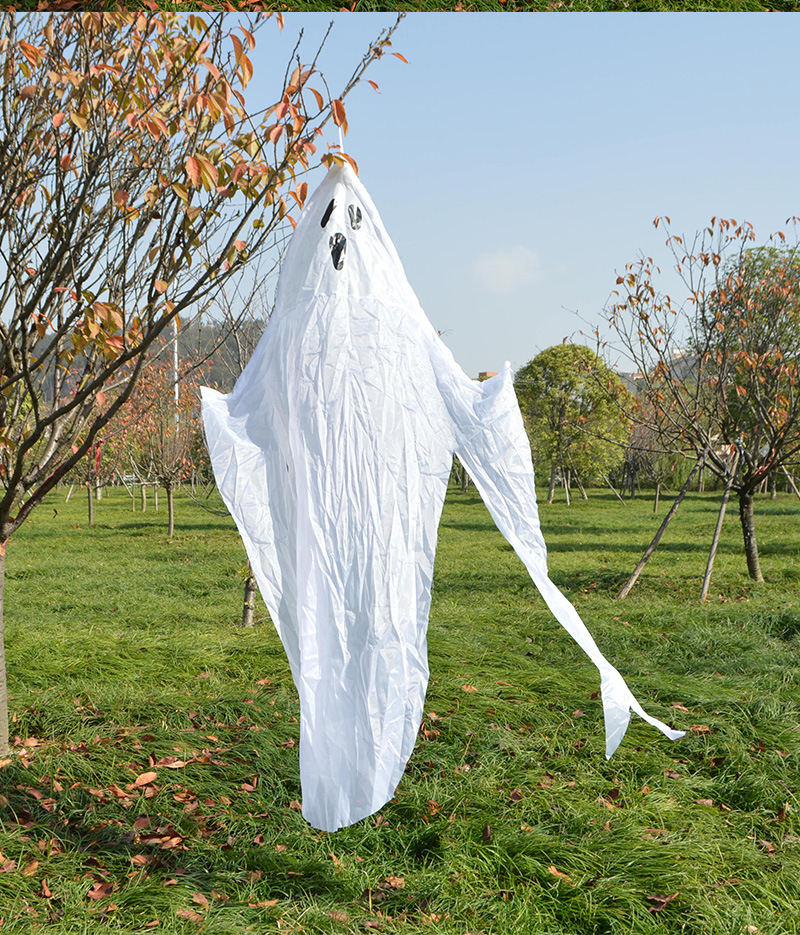 万圣节白色幽灵吊鬼装饰挂件鬼室外酒吧鬼屋草地布置用品白色吊鬼