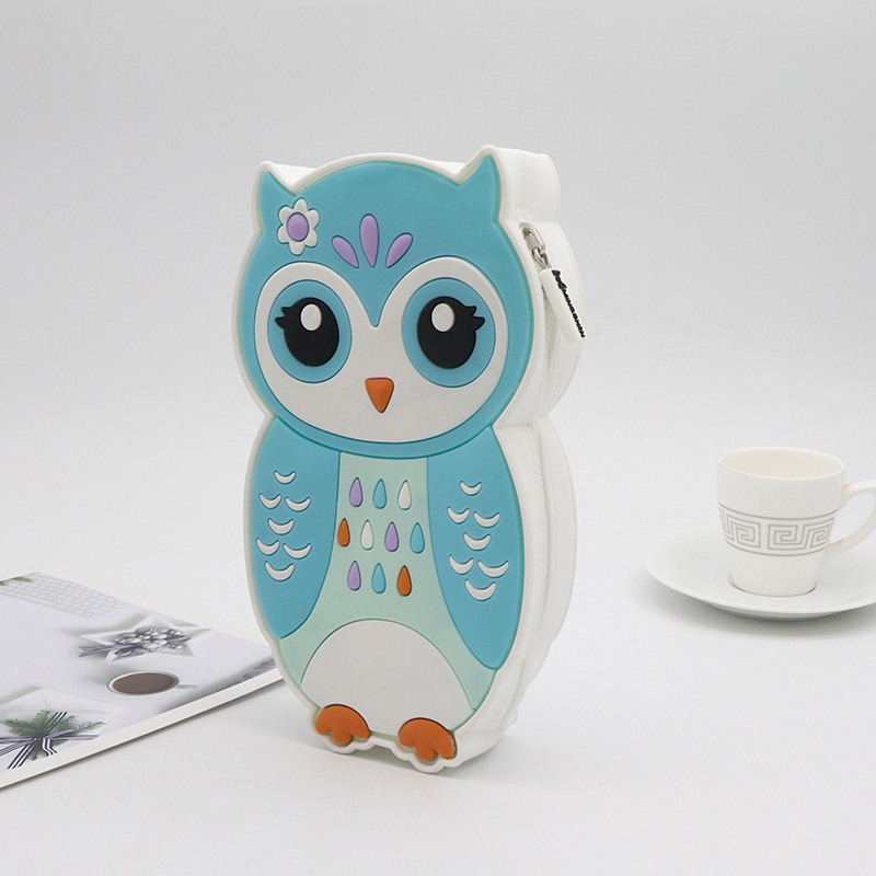 Owl Pencil Case Cartoon Silicone Pencil Case Large Capacity Decoration Small Items Buggy Bag Customizable Manufacturer