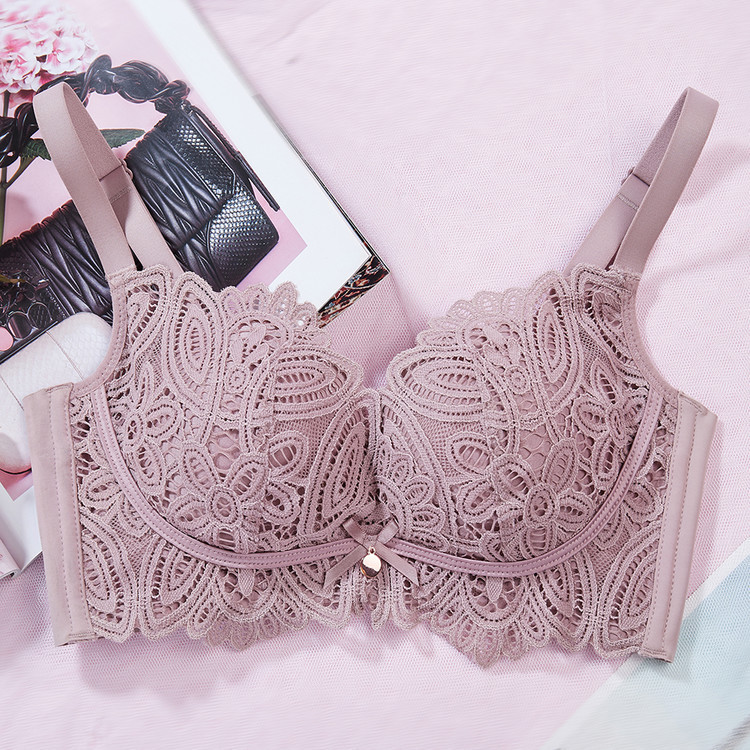 621刺绣镂空蕾丝薄款舒适内衣小胸聚拢收副乳柔软无钢圈文胸套装