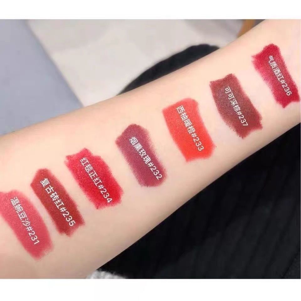 os欧束丝绒口红国货气质酒红237可可深棕 复古砖红官网唇膏女唇釉