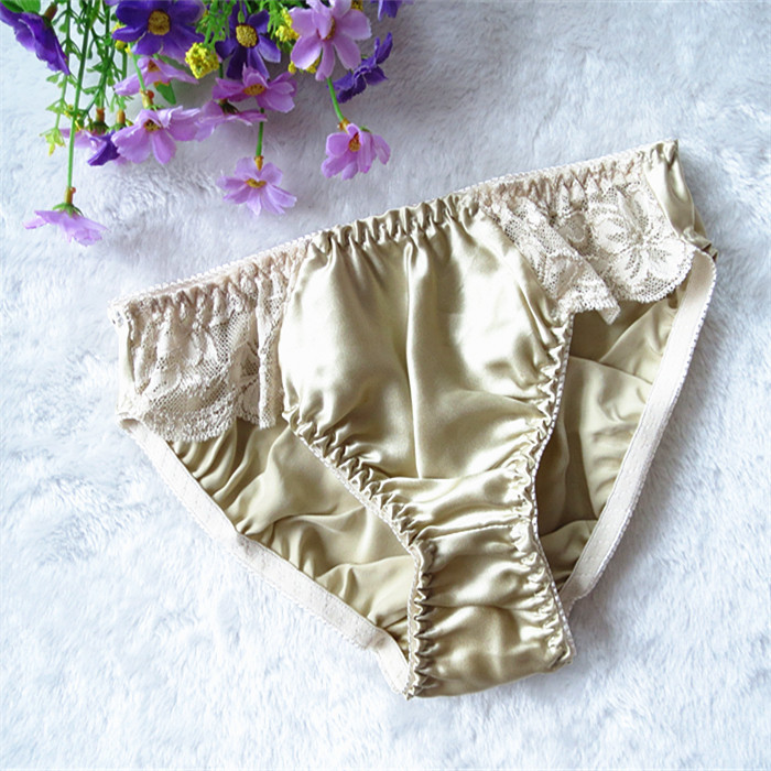 3件包邮桑蚕丝女真丝内裤蕾丝性感三角裤真丝内裤女三角舒适透气
