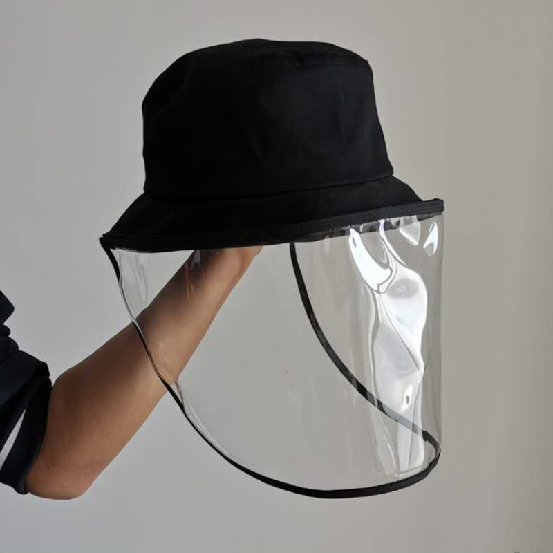 帽子防飞沫渔夫帽隔离面罩可拆卸防疫盆帽男女休闲百搭平顶遮阳帽