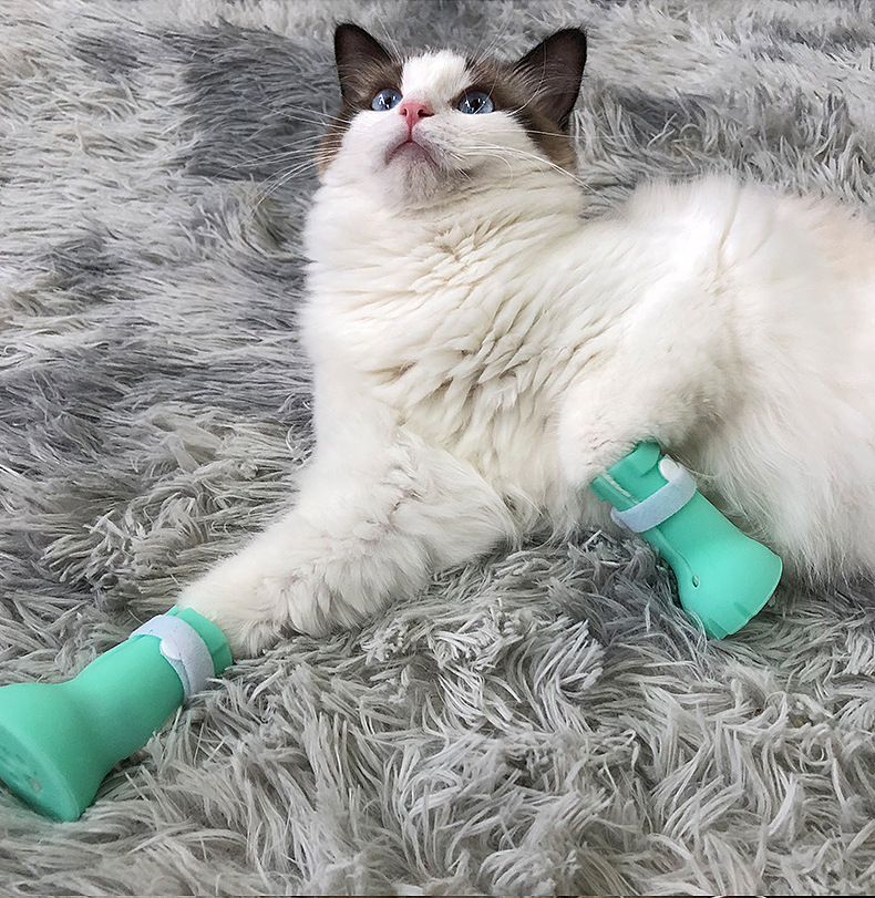 猫洗澡防抓脚套硅胶防猫爪套抱猫喂药打针宠物脚套4只装