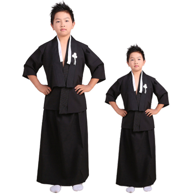 日本和服舞台表演服儿童男孩日本黑武士服装cosplay角色扮演服