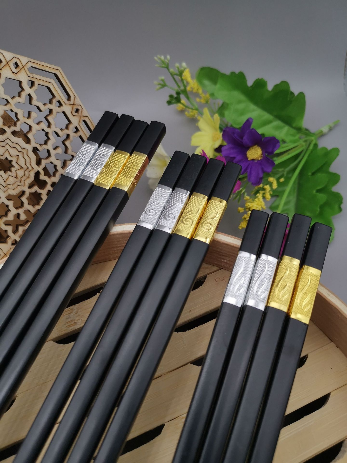 合金筷子10双高档筷子耐高温防滑防霉酒店家用消毒筷子厂家批发