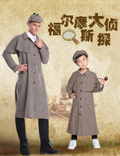 万圣节儿童服装电影人物神探夏洛克福尔摩斯123服装成人侦探衣服