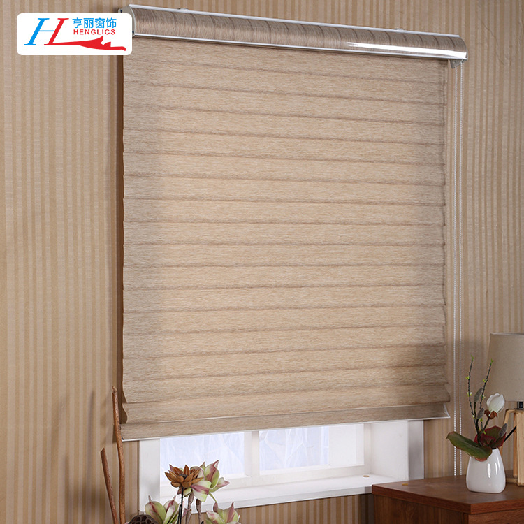 手动香格里拉帘办公家居升降拉帘窗帘 仿麻精品现代简约调光窗帘