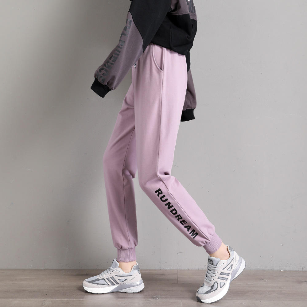 小脚运动裤女春秋亲款韩版宽松休闲长裤原宿bf学生显瘦百搭卫裤黑