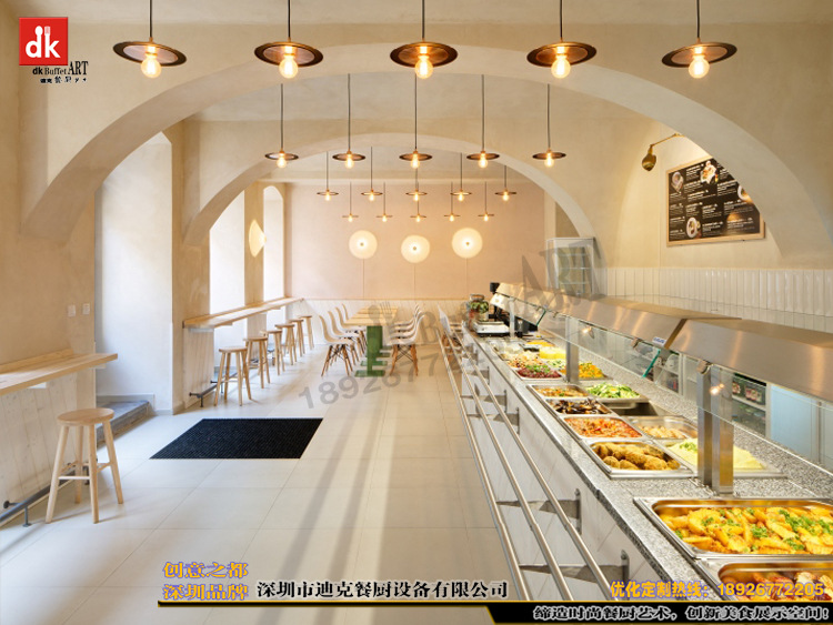 台湾自助餐厅设计高端布菲台 自助餐台尺寸效果图移动布菲台高度