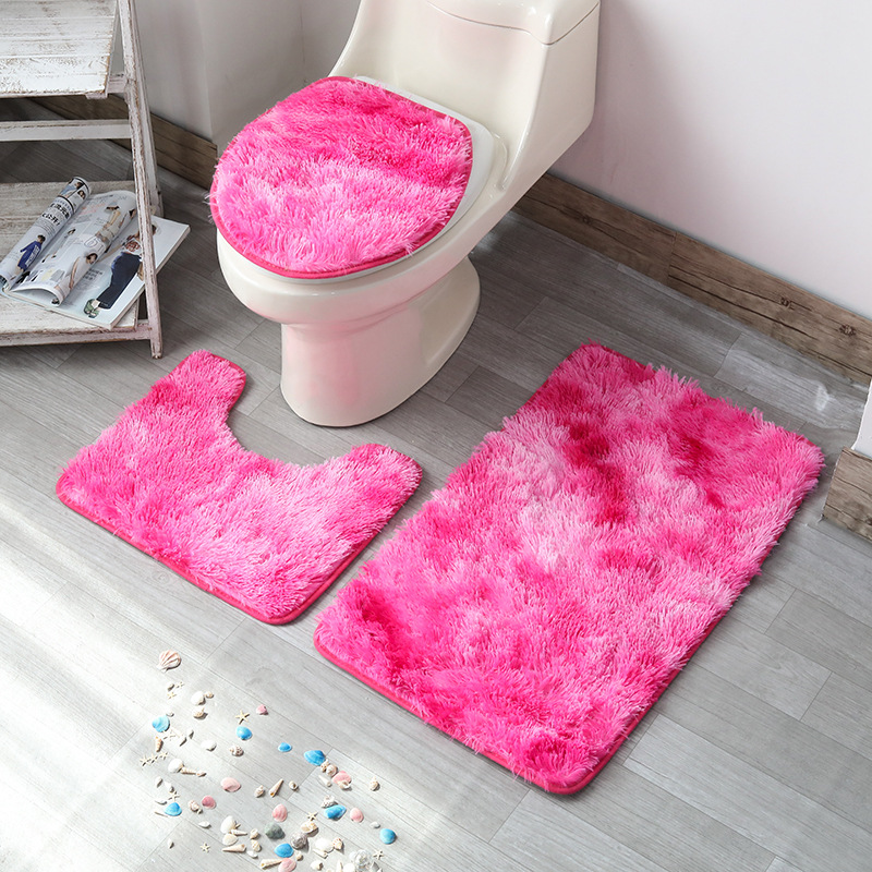 Tie-Dyed Bathroom Toilet Three-Piece Floor Mat Doormat Carpet Floor Mat Japanese and Korean Style Floor Mat
