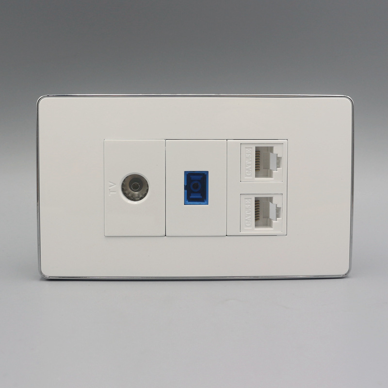120型双口网络电视面板 tv有线电视 rj45电脑网络 sc光纤宽带插座
