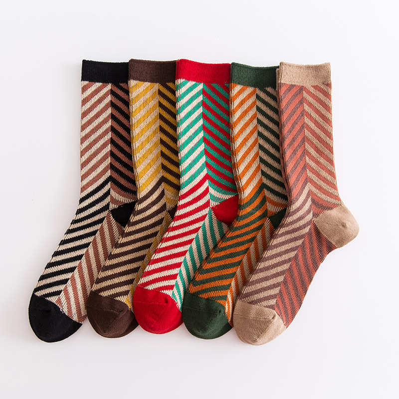 秋冬新品 高端袜子批发 女袜 双针双路斜纹中筒袜 彩色insc潮袜