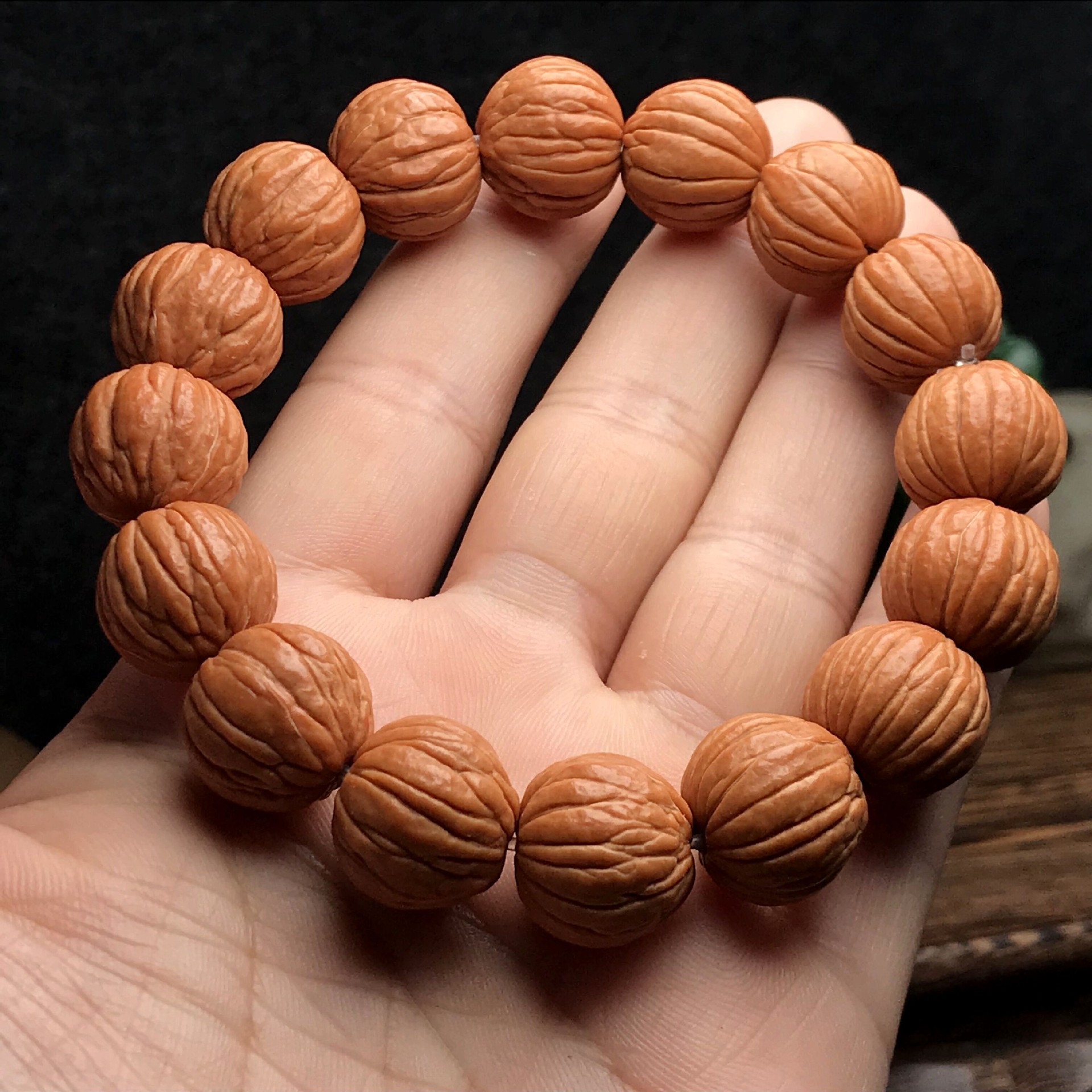 野生金丝猴头光珠正圆文玩核桃佛珠手串手链男盘玩单圈拉丝小苹果