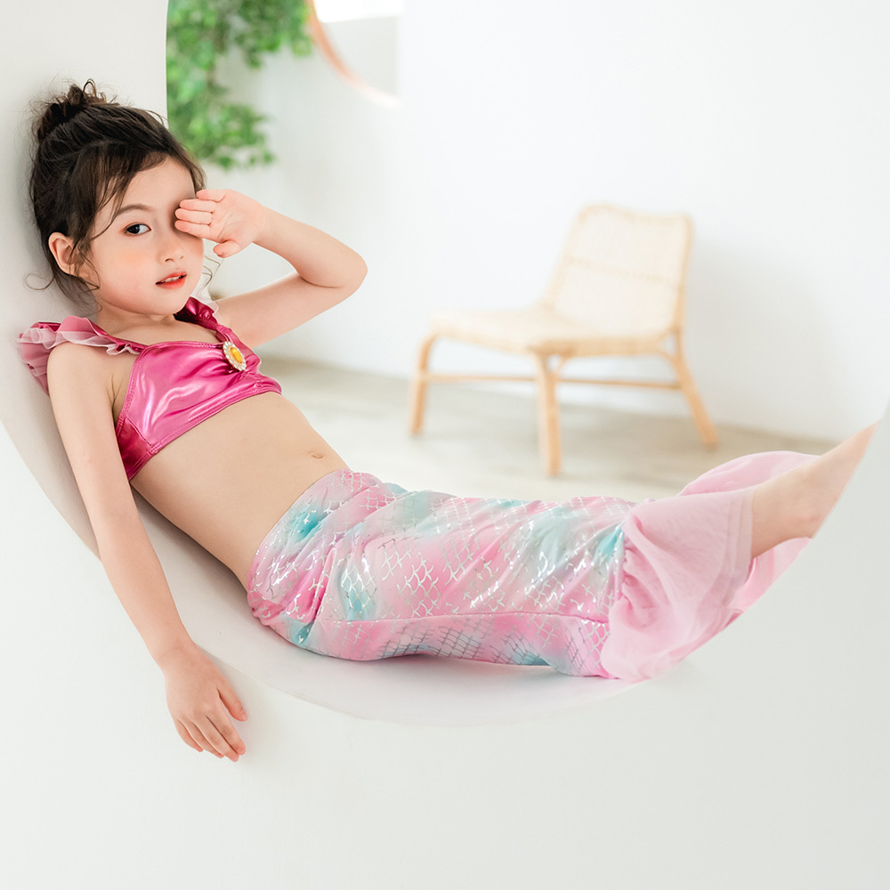 2020新款儿童泳衣女童比基尼美人鱼三件套美人鱼泳衣外贸童装批发