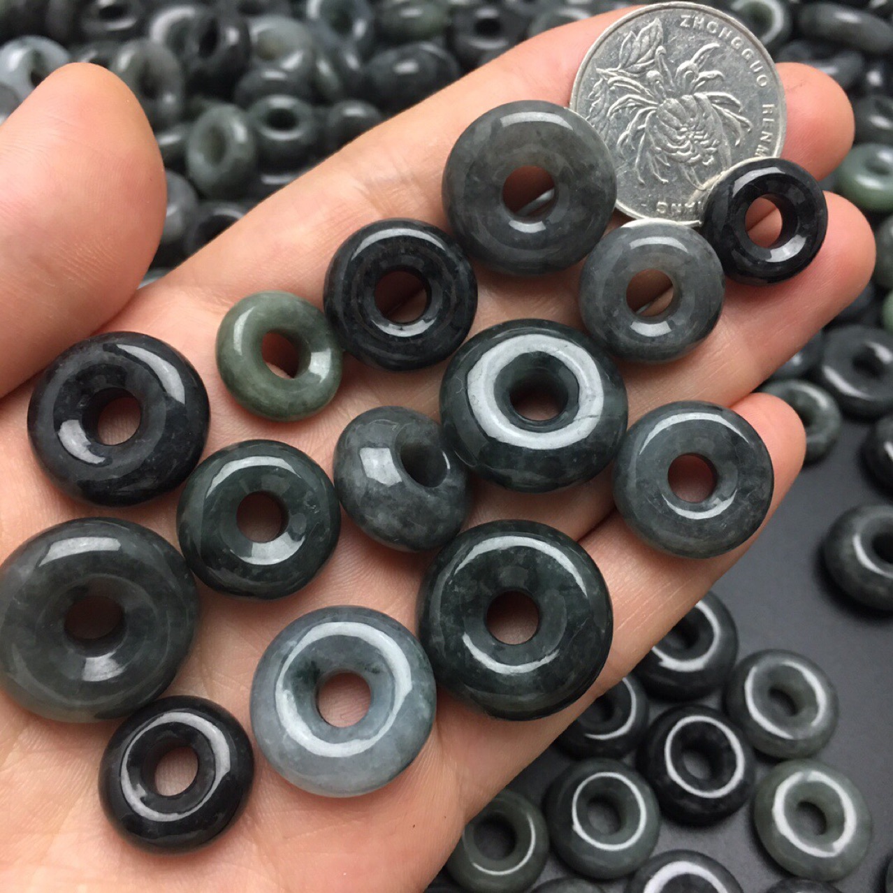 缅甸翡翠a货乌鸡种小平安扣玉石吊坠挂件玉器工艺品厂家批发