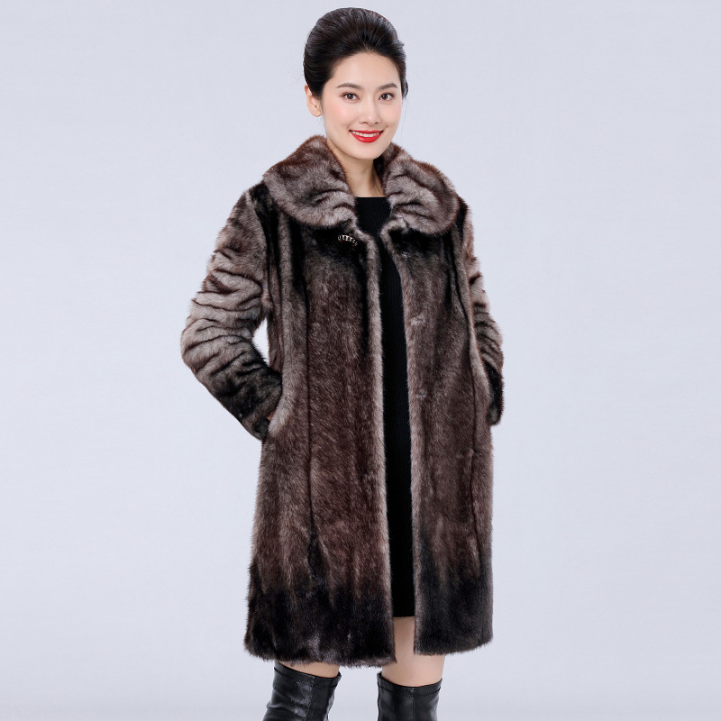 水貂皮大衣女皮草外套整貂2020冬季新款中长款海宁中老年裘皮大衣