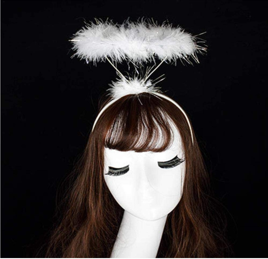 六一儿童节表演天使光环发箍羽毛天使头箍万圣节舞会头饰