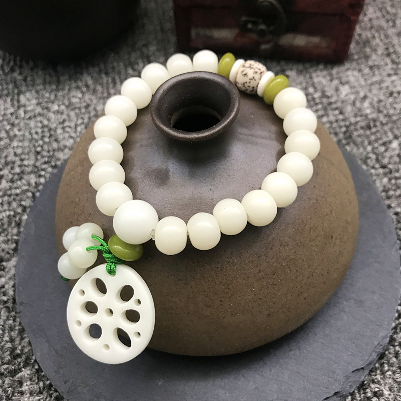 Bodhi Bracelet Wholesale White Jade Bodhi Lotus 108 Buddha Beads Rosary Bodhi Seed Bracelet Scenic Spot Ornament