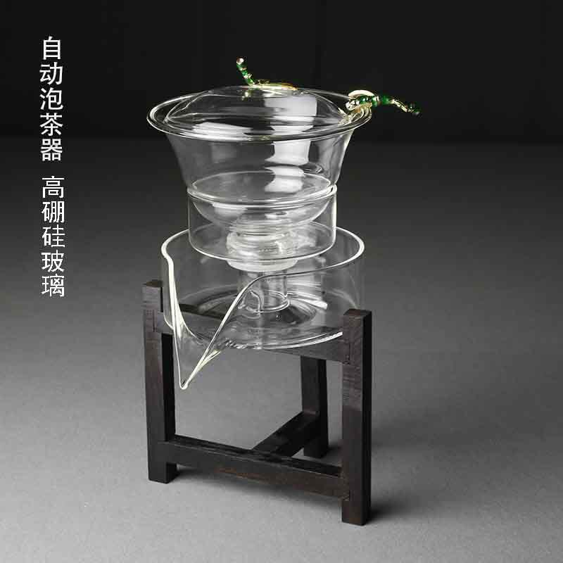 家用仿石磨玻璃半自动泡茶器懒人功夫茶具套装加工定制茶水分离壶