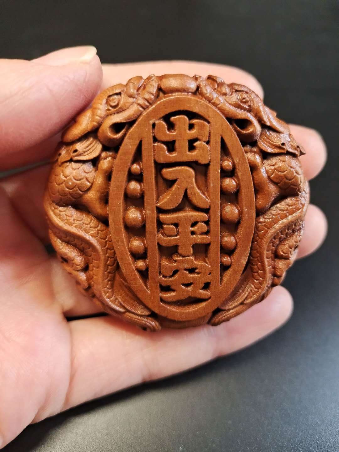 桃木黑檀木雕刻出入平安挂件黄金万两汽车内饰配件木雕工艺品批发