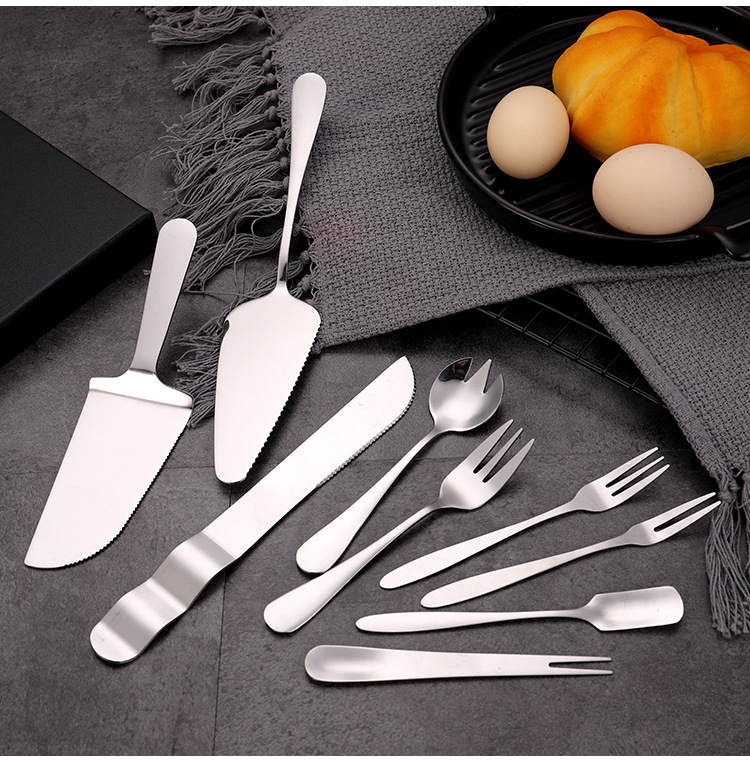 不锈钢蛋糕刀叉 烘焙工具蛋糕甜品铲勺叉 西饼刀月饼刀叉可印logo