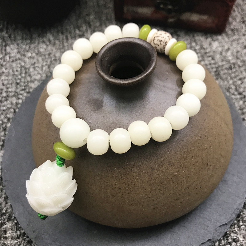 Bodhi Bracelet Wholesale White Jade Bodhi Lotus 108 Buddha Beads Rosary Bodhi Seed Bracelet Scenic Spot Ornament