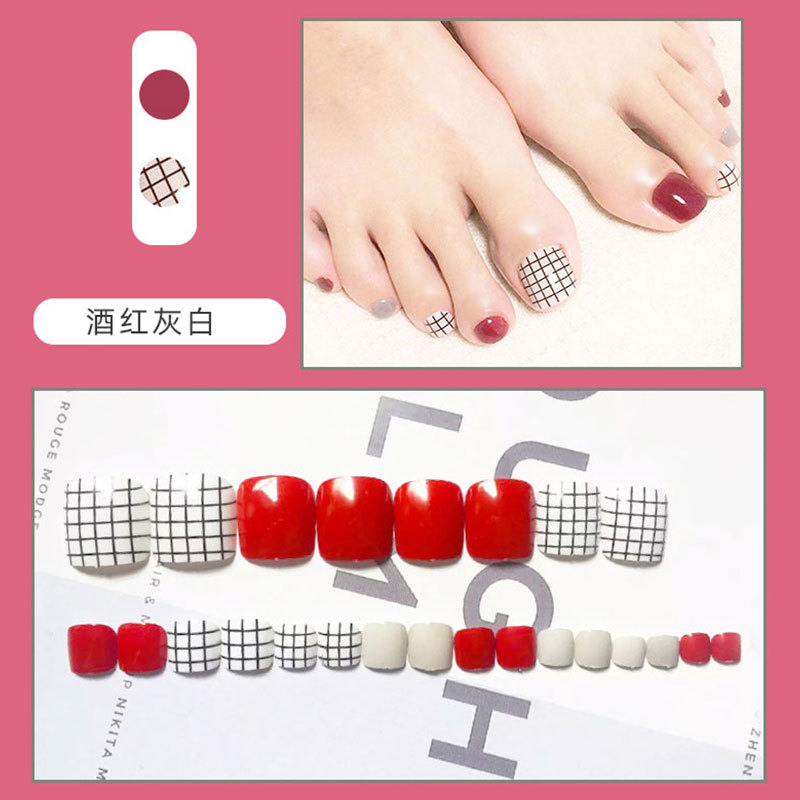 Cross-Border Wholesale Toenail Wearable Manicure Finished Nail Piece Toenail Patch Press on Toe Nails