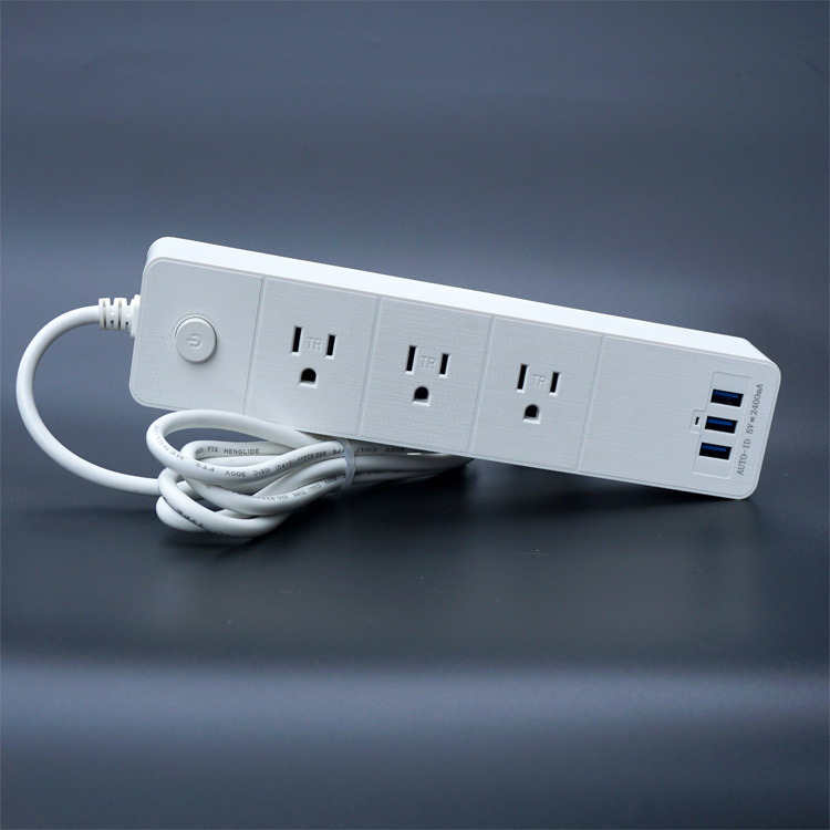 美规排插防雷过载3usb美标插板拖线15aul美式插座电源浪电涌保护