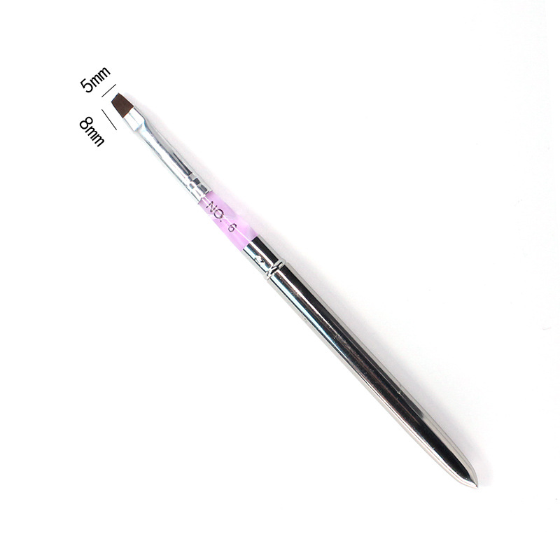 美甲光疗笔平头美甲笔可折叠便携式铜管组合光疗笔凝胶笔2#4#6#8