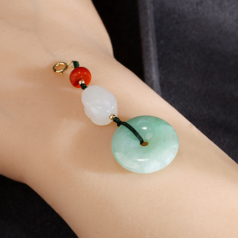 天然翡翠a货配件diy手工原创18k和田玉碧玉小滴流 女搭配手链脚链