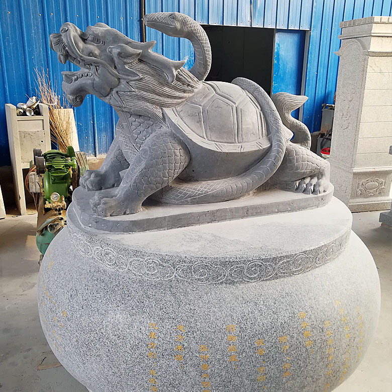 石雕龙龟青石黑色龙头龟雕刻风水赑屃水池吐水龙头龟雕塑厂价优惠