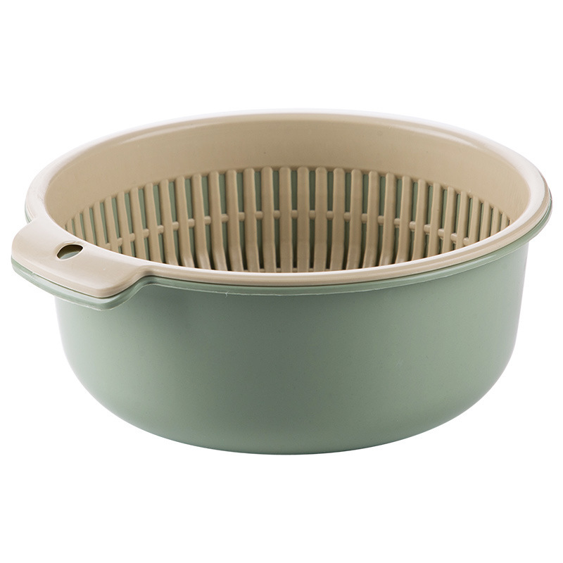 [Extra Large Thickened Double-Layer Drain Basket] Kitchen Washing Basket Fruit Basket round Two-Layer Drain Basket Wholesale