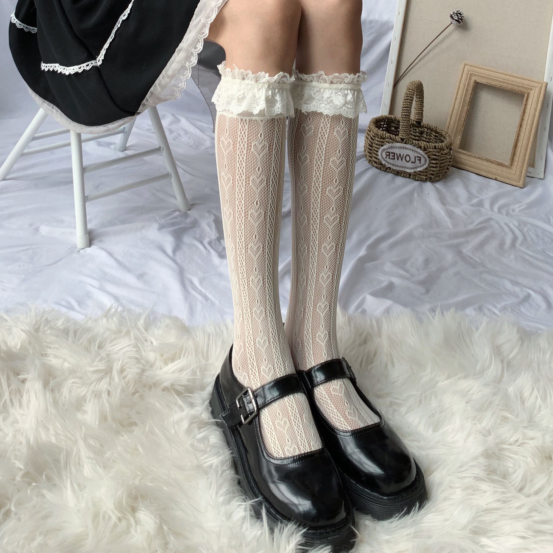 Cute JK Lolita Style Socks Women's Summer Thin Student Lace Lolita Socks Soft Girl Socks Women