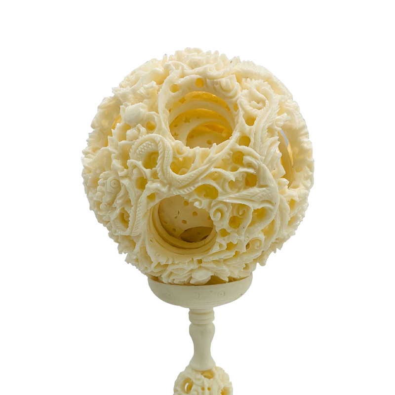 仿猛犸象牙鬼工球玲珑球镂空同心球男女手串吊坠锁骨链配饰加工厂