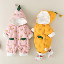 婴儿连体衣冬装外出厚棉衣外套装男女宝宝衣服0-1岁哈衣爬服冬季