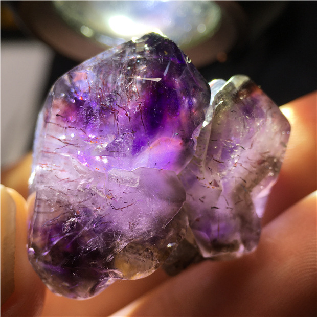天然幻影紫水晶超七紫发晶水胆闪灵钻原石骸骨干权杖疗愈石增磁场