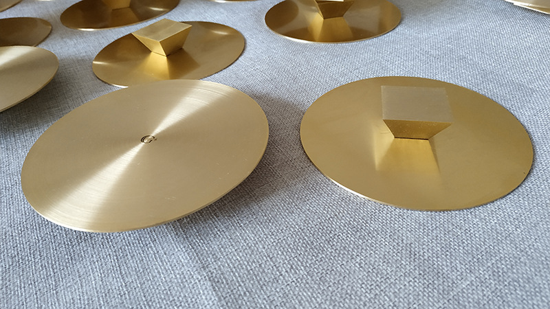 铜圆盘底座天圆地方黄铜玉石工艺品摆件托架拉丝拍摄道具展示