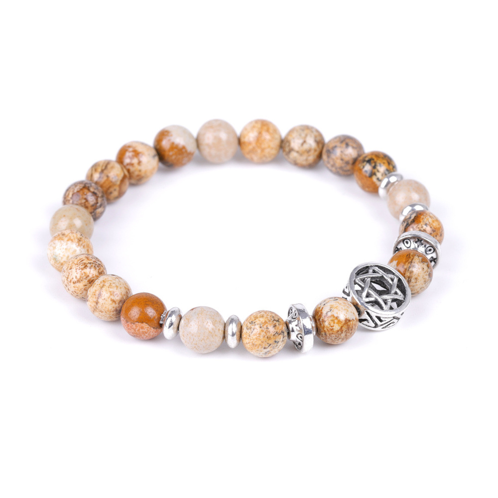 电镀古金双圈船锚地图石手链虎眼石厂家直销手串跨境速卖通新品