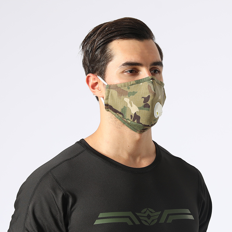 工厂直销 kn95防尘口罩 骑行迷彩口罩 纯棉成人呼吸阀口罩